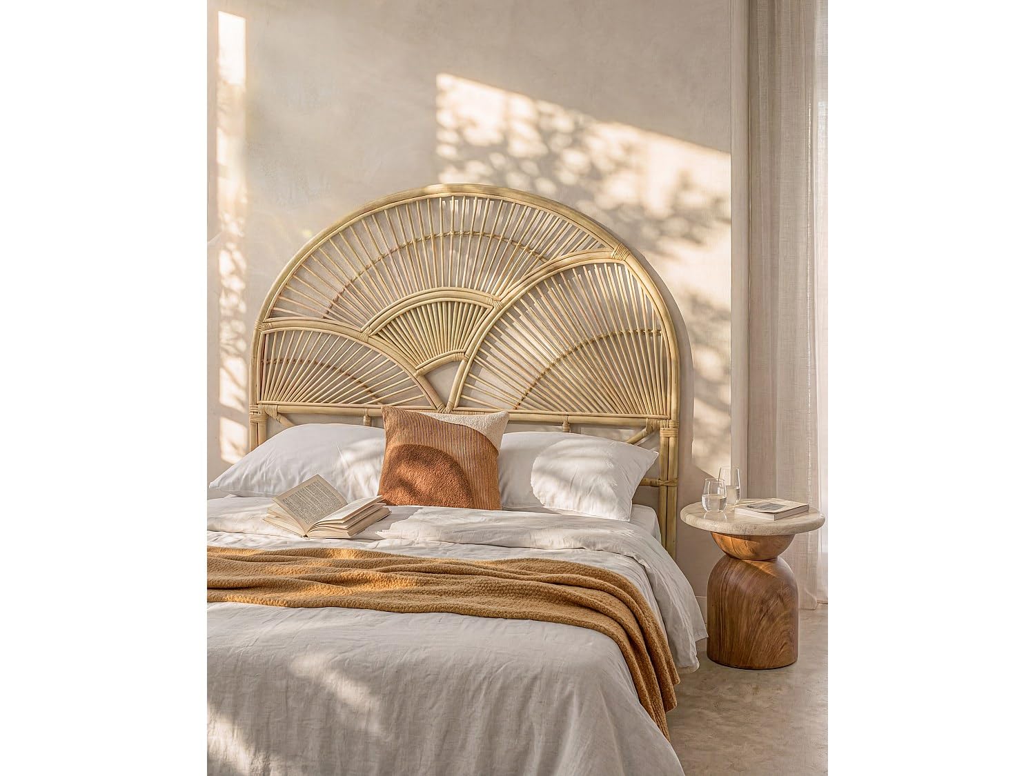 Vente-unique-Cabecero de Cama 140 cm - Rat·n - Natural - EFELA
