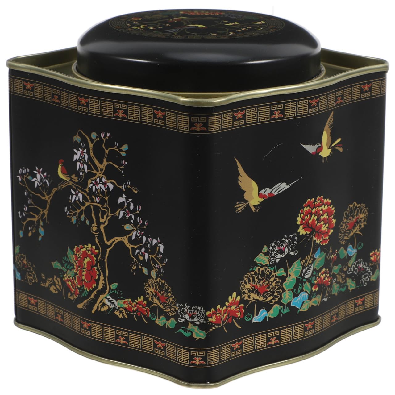 HYTROVE Tea Canister Vintage Rectangular Ripple-Edge Metal Tin Canister with Lid 105X105X110mm Airtight Tea Storage Organizer Retro Food Storage Box for Cookies Biscuits Coffee