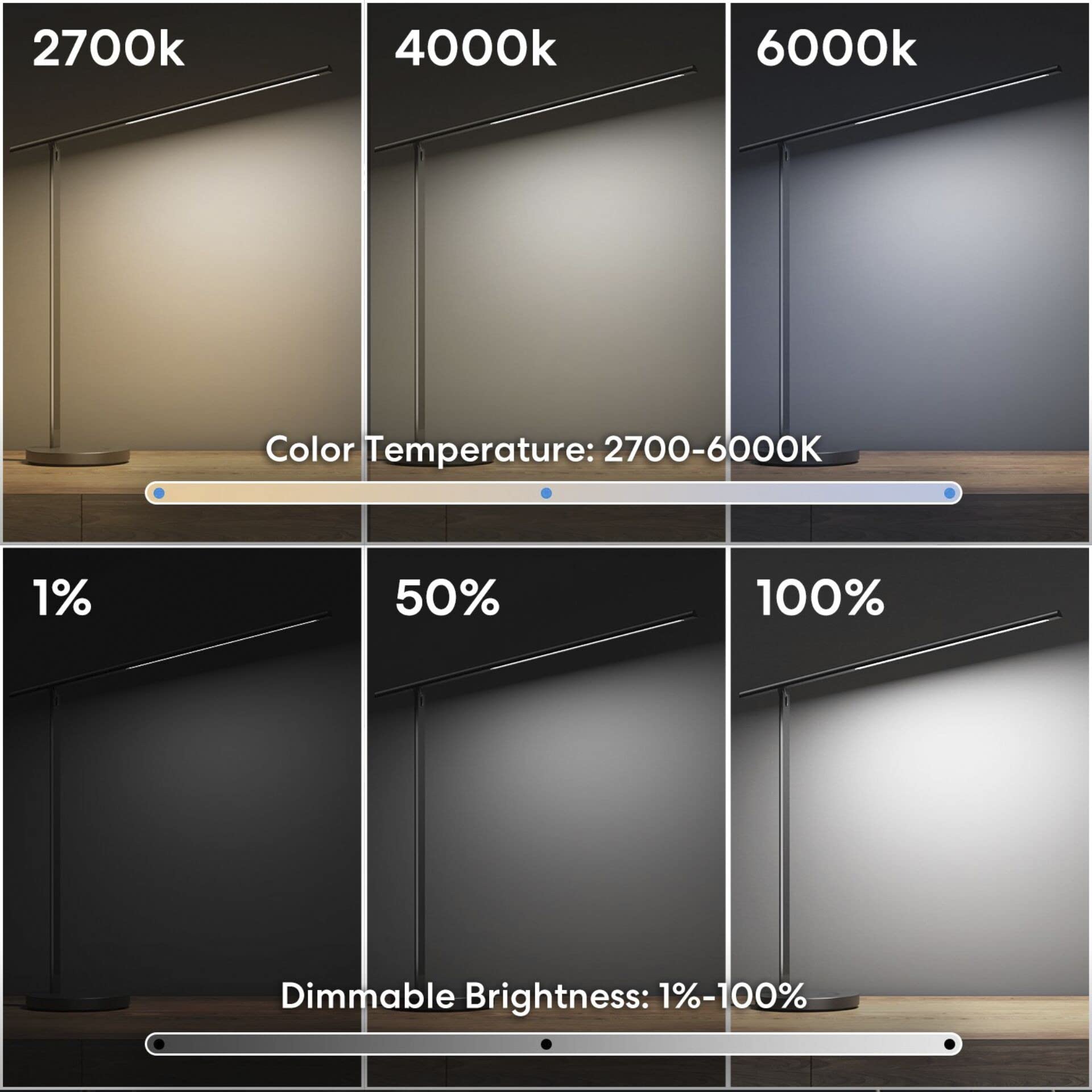 meross Smart LED Schreibtischlampe mit Sprachsteuerung, App Steuerung, Dimmbare Leselampe, Tageslichtlampe für Schreibtisch, Nachttisch, kompatibel mit HomeKit, Alexa, Google und SmartThings, Schwarz
