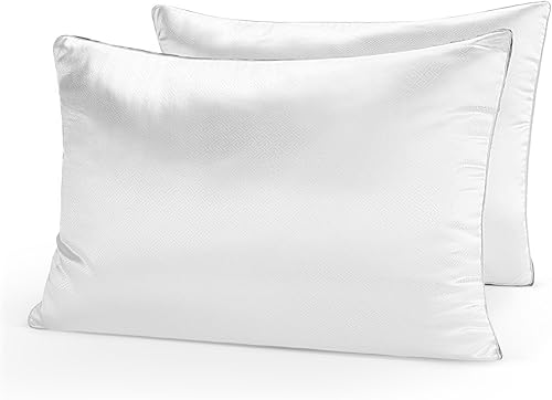 Miniatura 3 de Restorology Genius Pillow (paquete de 2) almohada rellena de fibra de gel refrescante de felpa de calidad de hotel con refuerzo de satén,