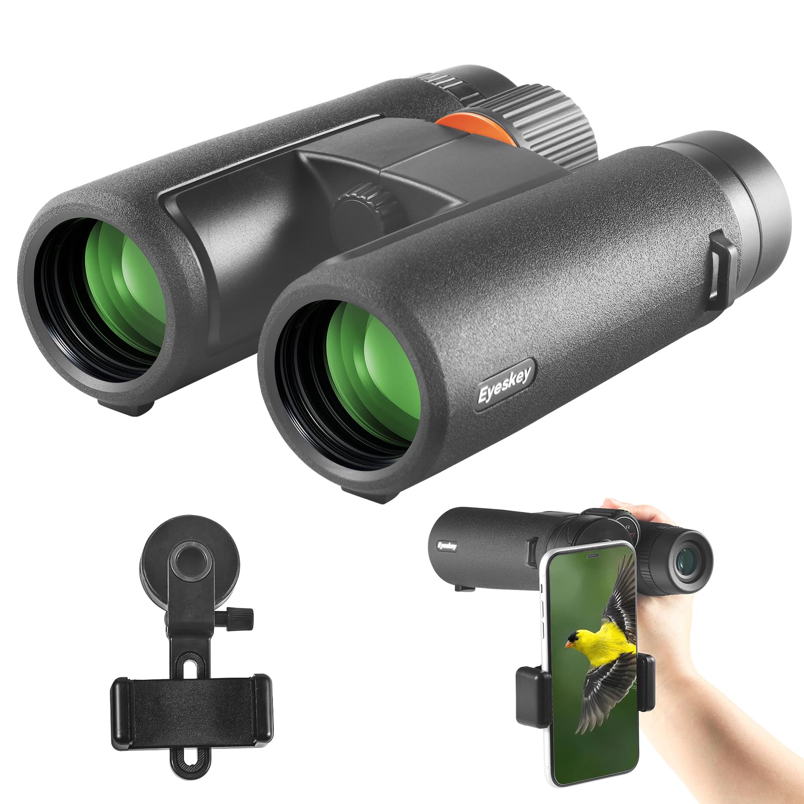 10x42 HD Binoculars for Adults High Powered with Low Light Night Vision – Lightweight Waterproof Binoculars with Smartphone Adapter for Hunting, Bird