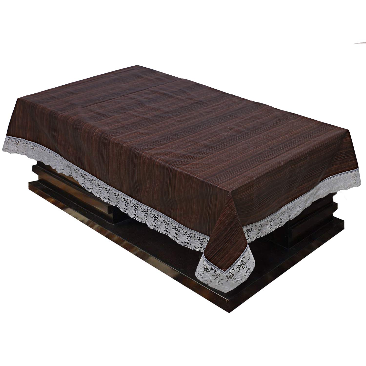 Kuber Industries Wooden Design PVC 4 Seater Center Table Cover 60"x40"(Dark Brown)-CTKTC032937