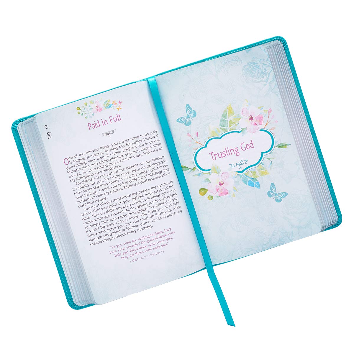 He Whispers Your Name 365 Devotions for Women - Hope and Comfort to Strengthen Your Walk of Faith - Teal Faux Leather Devotional Gift Book w/Ribbon Marker - Image 4