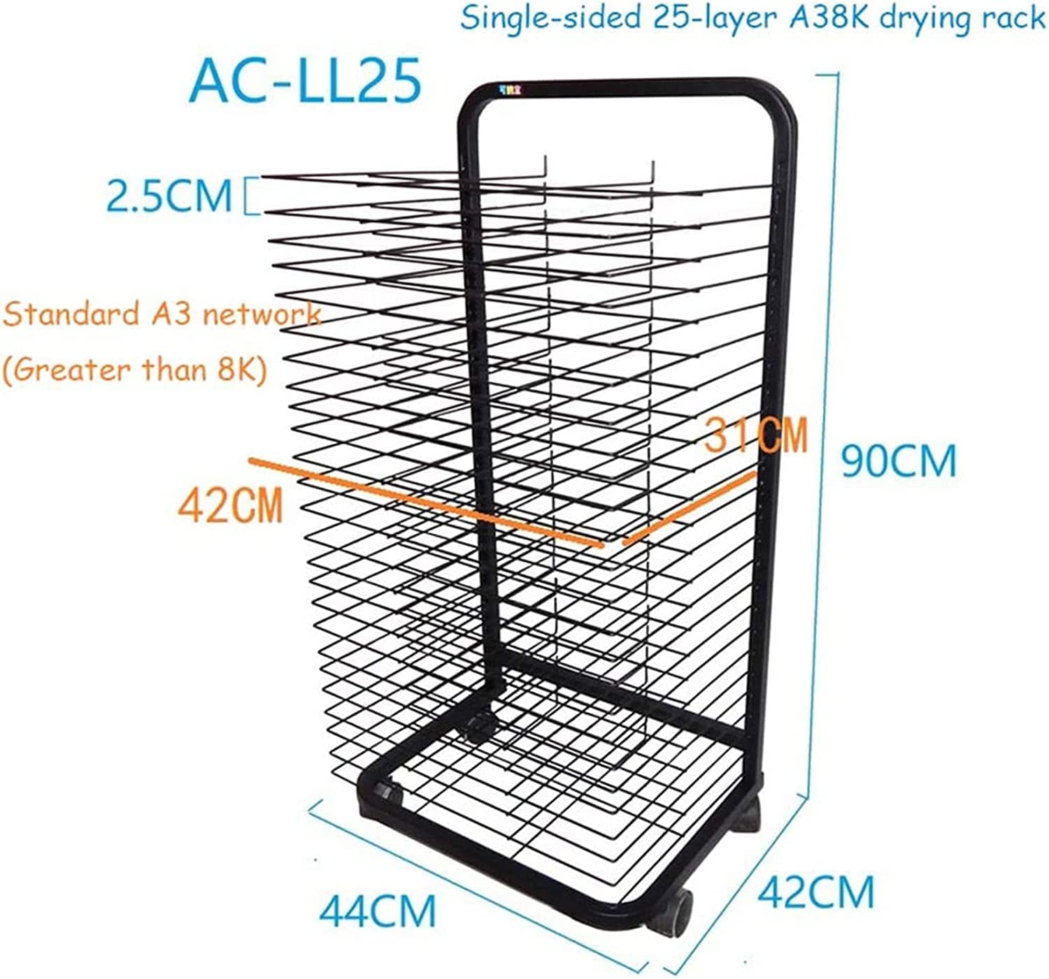 Art Drying Rack, 3 Sizes Mobile Art Drying Rack with Wire Rack for