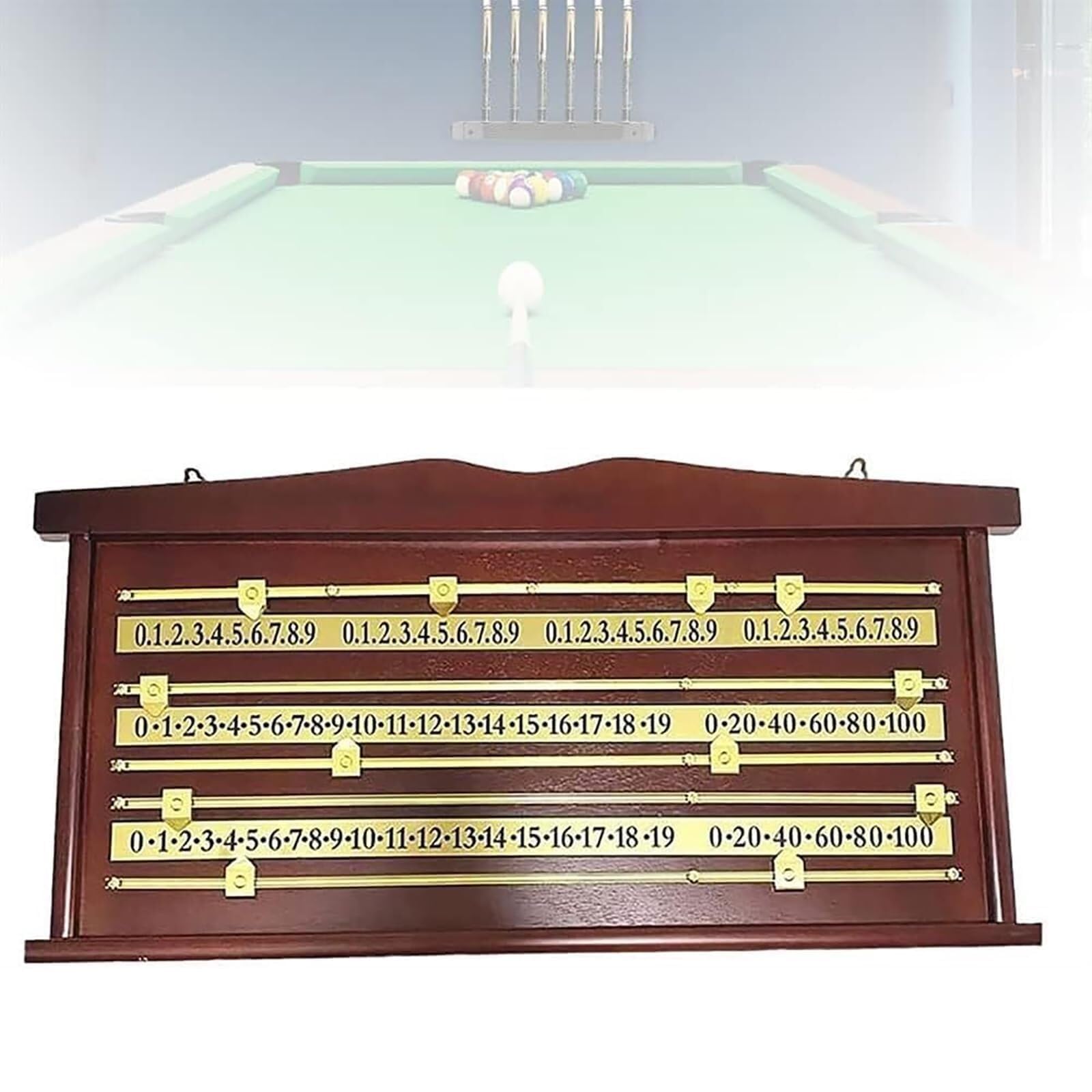 Marcador de snooker de madera para billar de 2-4 jugadores en pared
