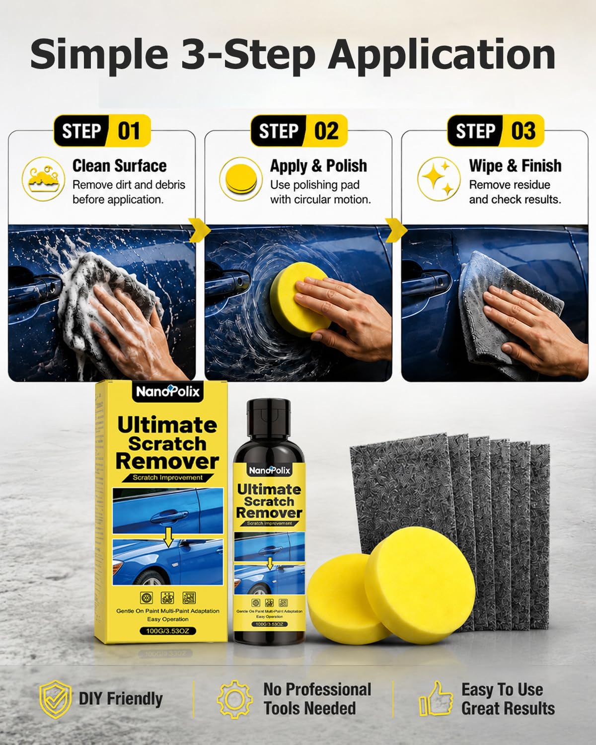 Ultimate Scratch Remover 100g for Cars with Cloth & Sponge