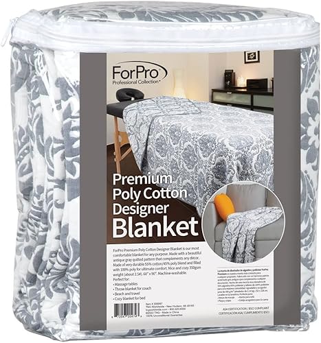 Miniatura 7 de ForPro Professional Collection Manta de diseño de polialgodón de alta calidad, manta de algodón ultrasuave para mesas de masaje, camas, sofás,
