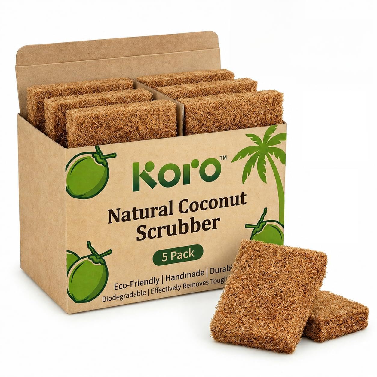 (Pack of 05) for Dishes | 100% Natural Coconut Dishwashing Scrubber | Scratch Free for Non-Stick & Stainless | Eco-Friendly & Biodegradable-image-38