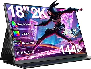 UPERFECT Gaming Monitor 144Hz 18 Inch Portable Monitor 2K 2560x1600 with Freesync/HDR/100% sRGB, Matte Monitor with IPS /16:10 /300Nit Mini HDMI/Type-C, Extend Monitor for PC/Laptop/PS3 4/Phone