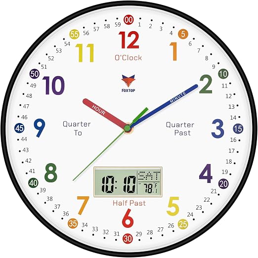 Amazon.com: Foxtop Digital and Analog Learning Clock for Kids - Telling ...