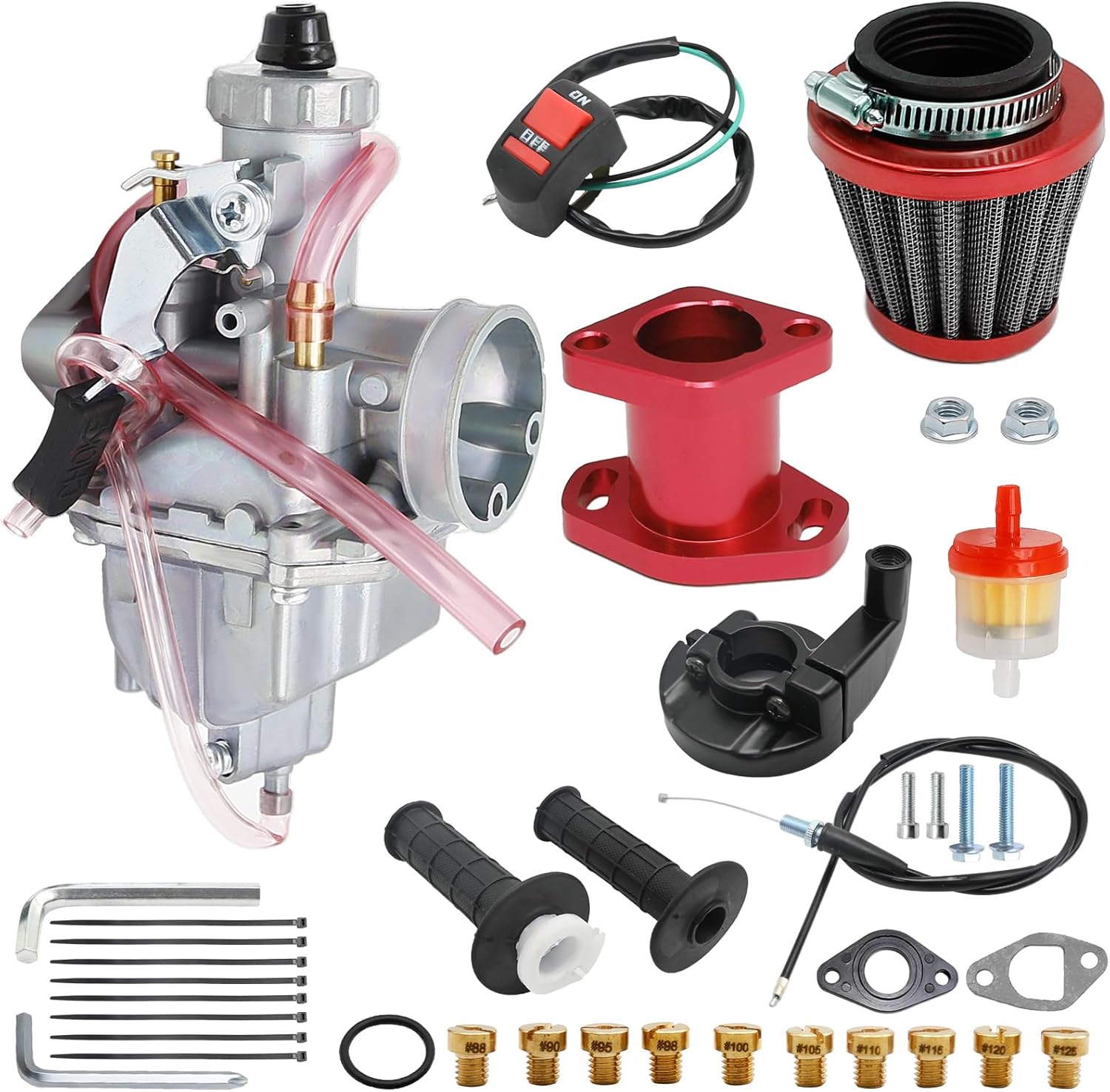 Anxingo VM22 Carburetor Kit 26mm Throttle Assembly Main Jets, Replacement for Predator 212cc 224cc 196cc 6.5HP GX160 Engine, Replacement for Non-Hemi Coleman CT200U BT200X Mini Bike