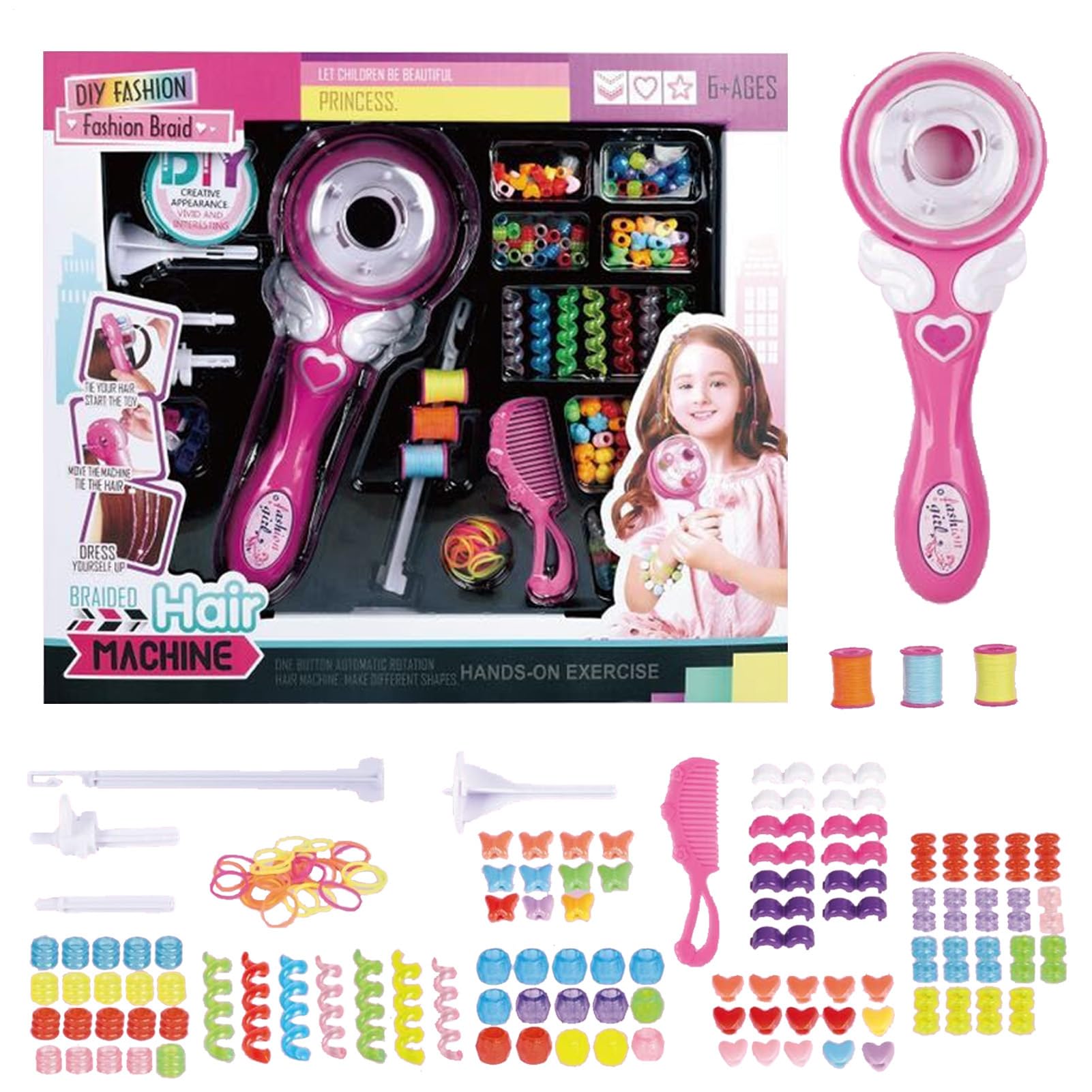 Máquina de trenzar el cabello, kit de trenzado automático de cabello, trenzadora de cabello automática, máquina de torcer el cabello para niños, máquina de trenzado multifuncional fácil, kits de