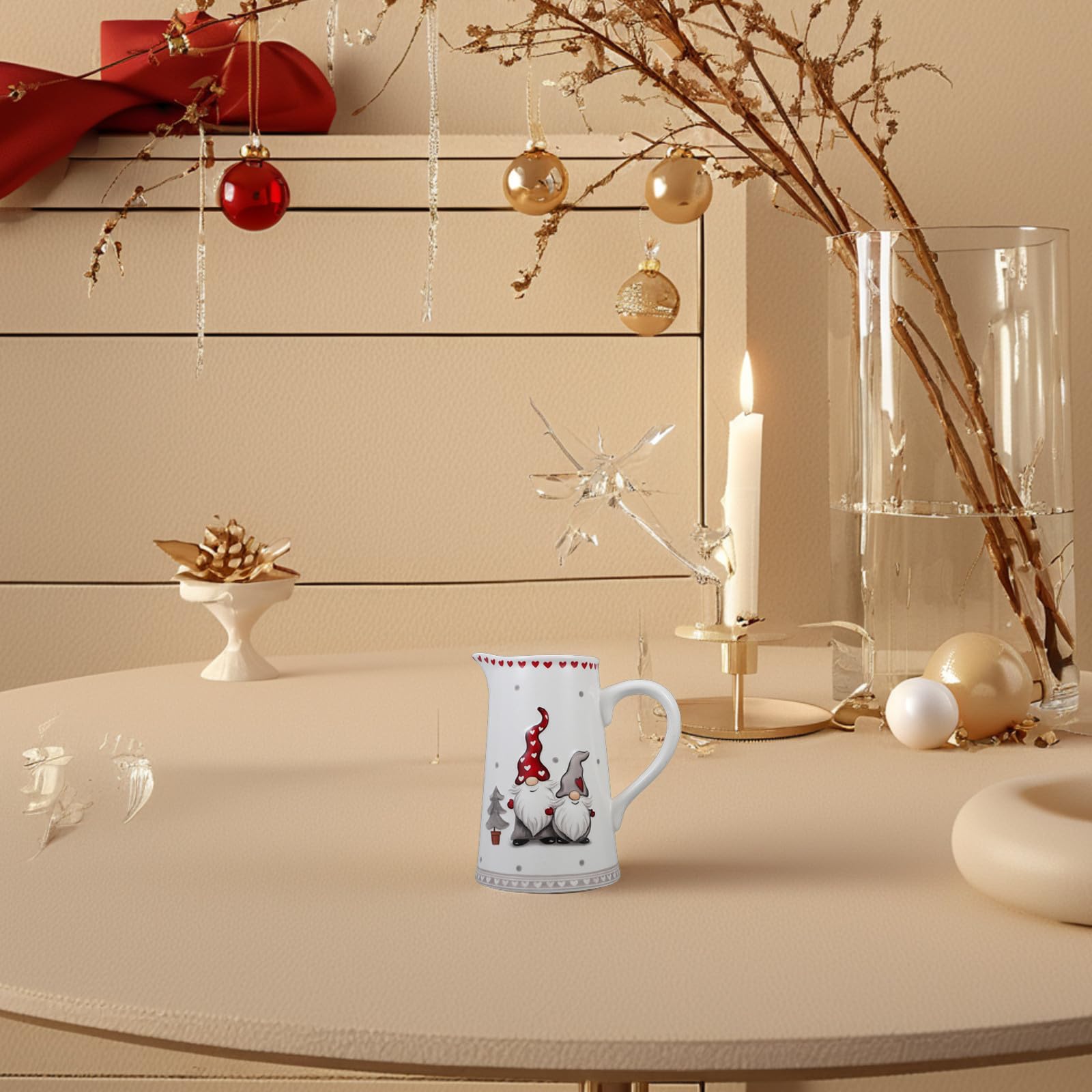 minkissy Pichet Léger Poignée à Eau en Céramique de Grosse Capacité Design Nordique Créatif pour Fêtes Quotidiennes