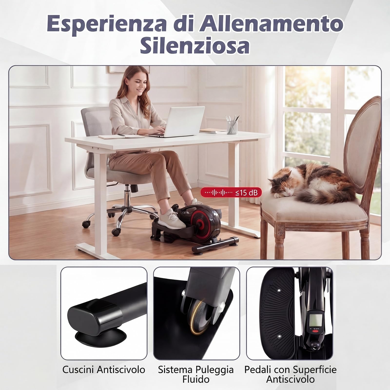GYMAX Ellittica da Interno, Pedaliera per Riabilitazione con LCD Display Multifunzionale, Pedali Antiscivolo e Manopola di Regolazione, Funzionamento Silenziosissimo, Portatile