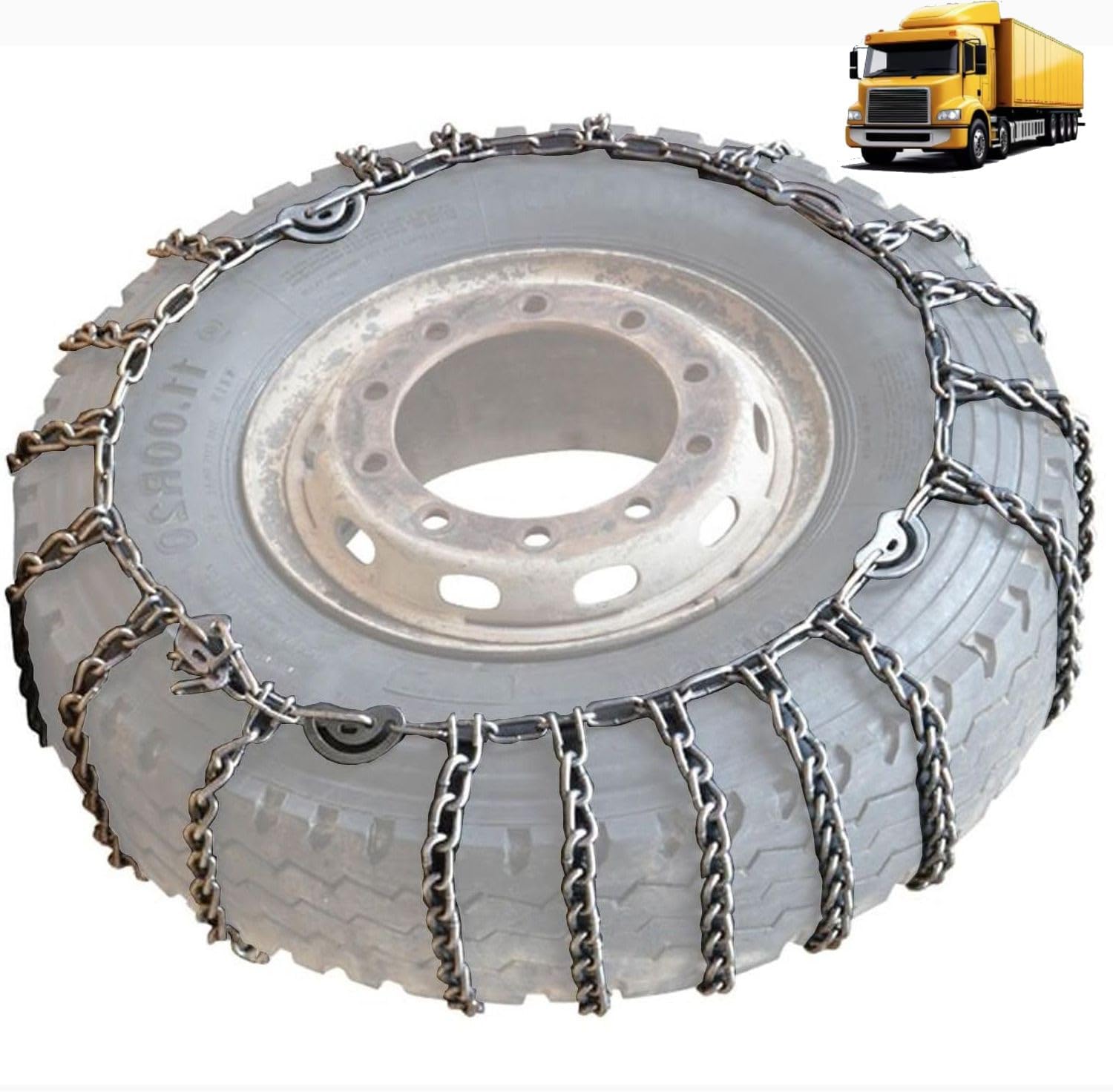 9mm Set of 2 Heavy Duty Snow Chains for Suvs pickup and Cars Skid Traction Chains High Strength Manganese Emergency Use for Tire Reliable 225/75R17.5 2pcs 245/70R19.5