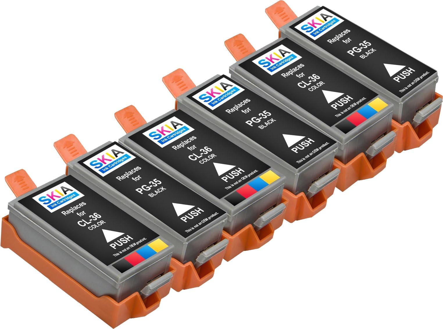 6 Pack Skia Ink Cartridges for Canon CLI-36 PGI-35 PIXMA iP100 iP110