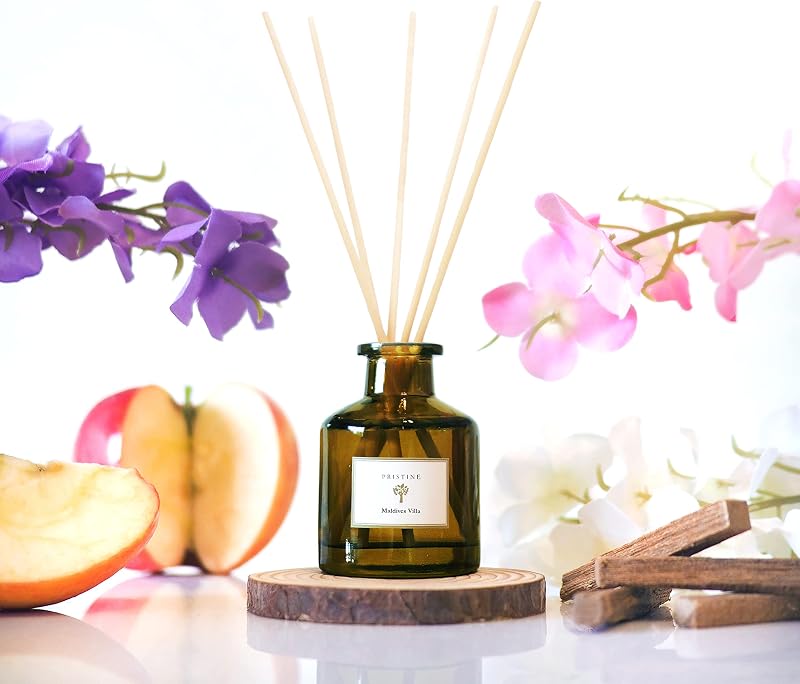 Maldives Villa/Inspired by Marriott Hotel Reed Diffuser for Home | Citrusy Grapefruit, Apple/Ocean Breeze/Sandalwood Oil Reed Diffuser Set & Reed Diffuser Sticks | Home Decor Scent Diffuser