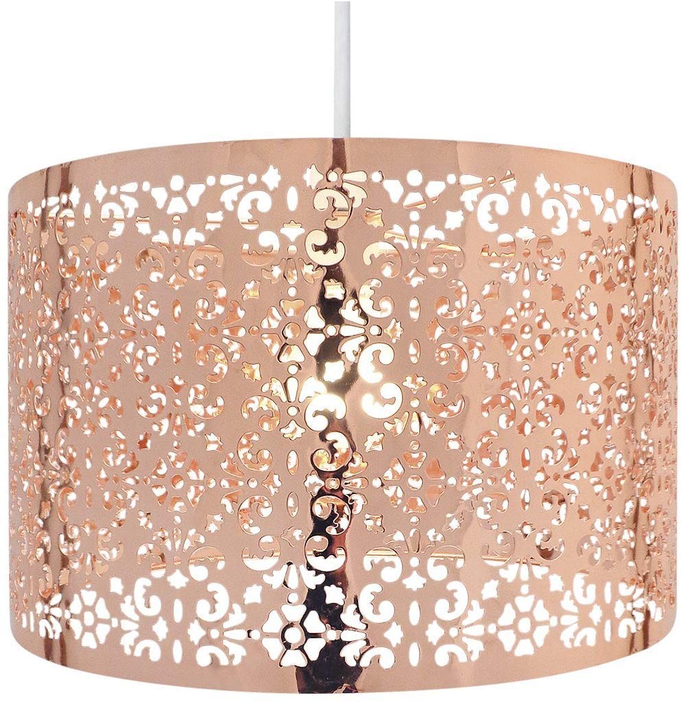 Optimal Products Chandelier Chic Ceiling Light Pendant Shade Crystal Droplet Fitting Easy Fit (LARGE METAL SHADE COPPER)