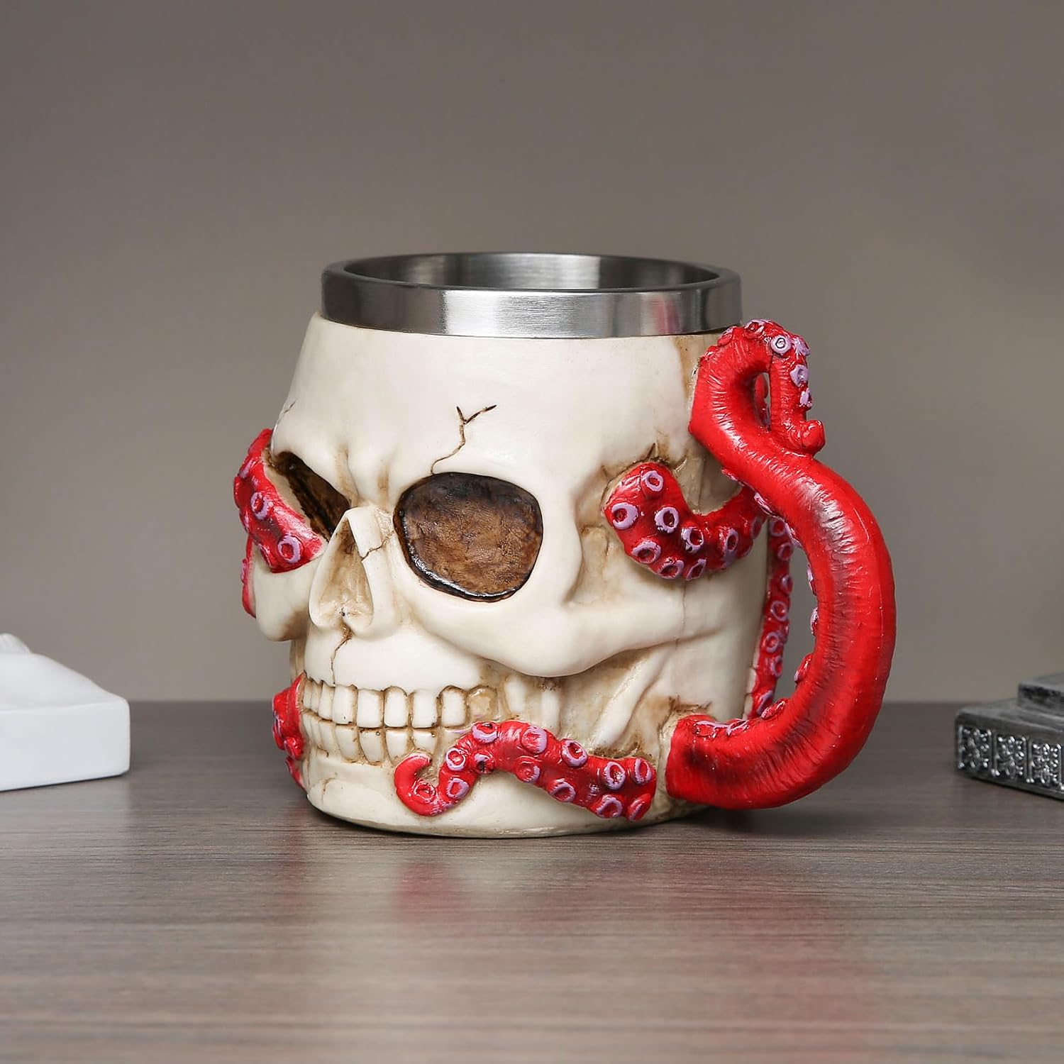 Skull Octopus Tentacle Coffee Mug for Men Festival Decoration Gifts 12oz