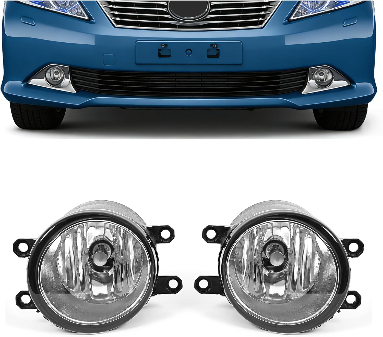 ECOTRIC Fog Light Lamp Pair Compatible with 2006-2013 Toyota Corolla/Venza/Camry/ Rav4/ Prius/Highlander Replacement for 8121006071 8122006071 Left and Right Side with H11 12V 55W Bulbs