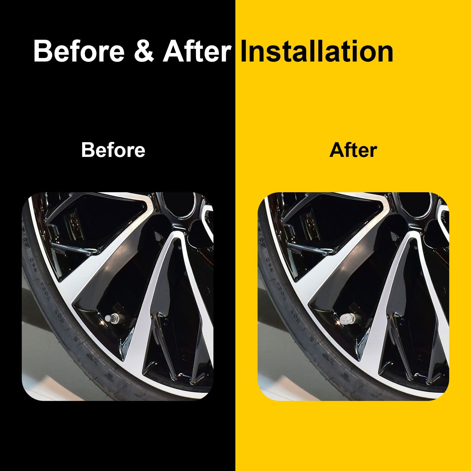 Bling Tire Valve Stem Caps 4 Pack Universal Handmade Crystal Rhinestone Chrome Car Valve Stem Covers Bling Car — view 5