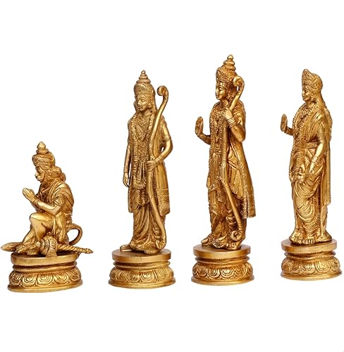 Miniatura 5 de Artvarko Ram Darbar - Estatua de latón Shree Ram Ji Sita Laxman Hanuman Decoración de oficina en el hogar Puja Idol Murti para Mandir, Templo de