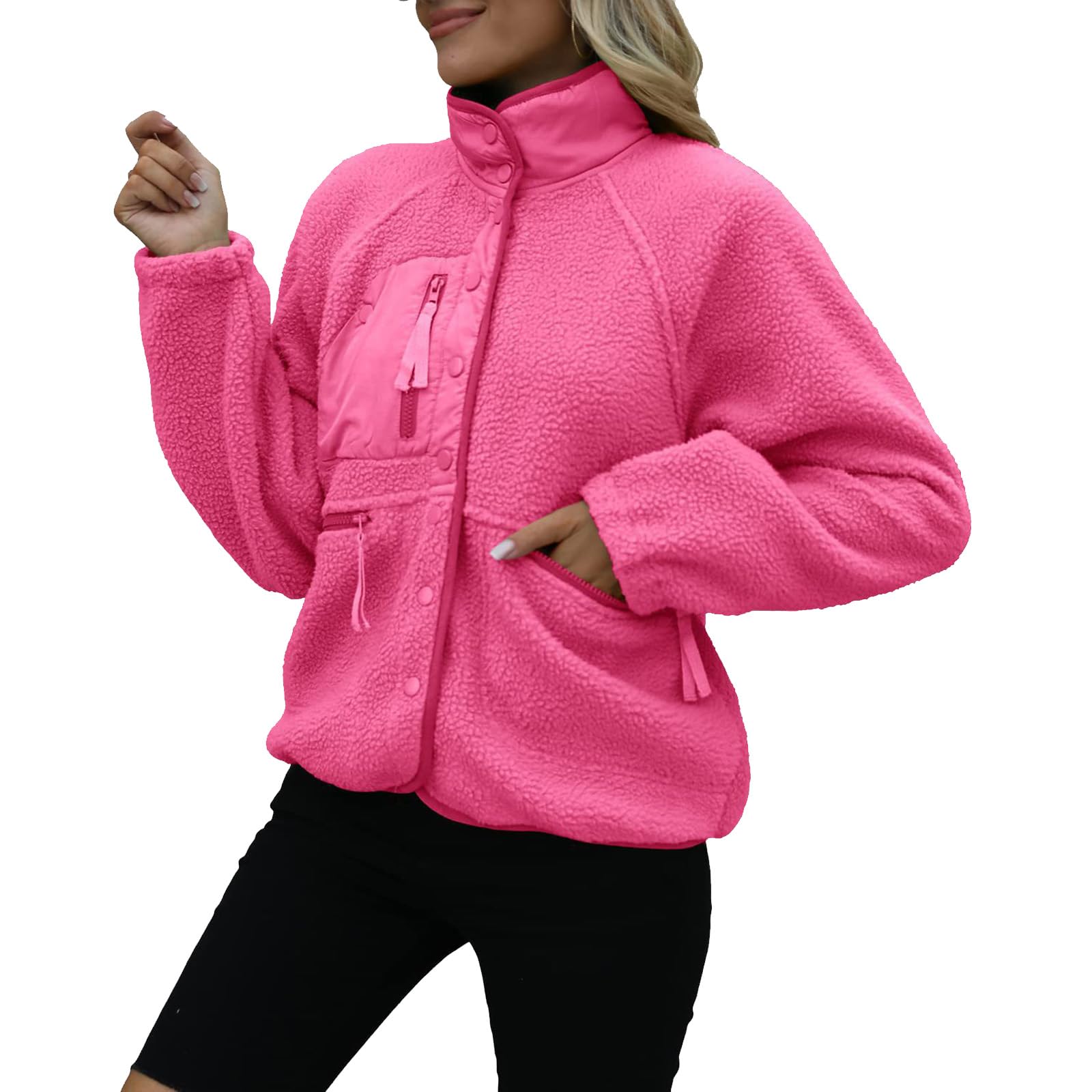 Teddyfleece Jacke Damen Winter Plüschjacke Oversize Fleecejacke Leicht
