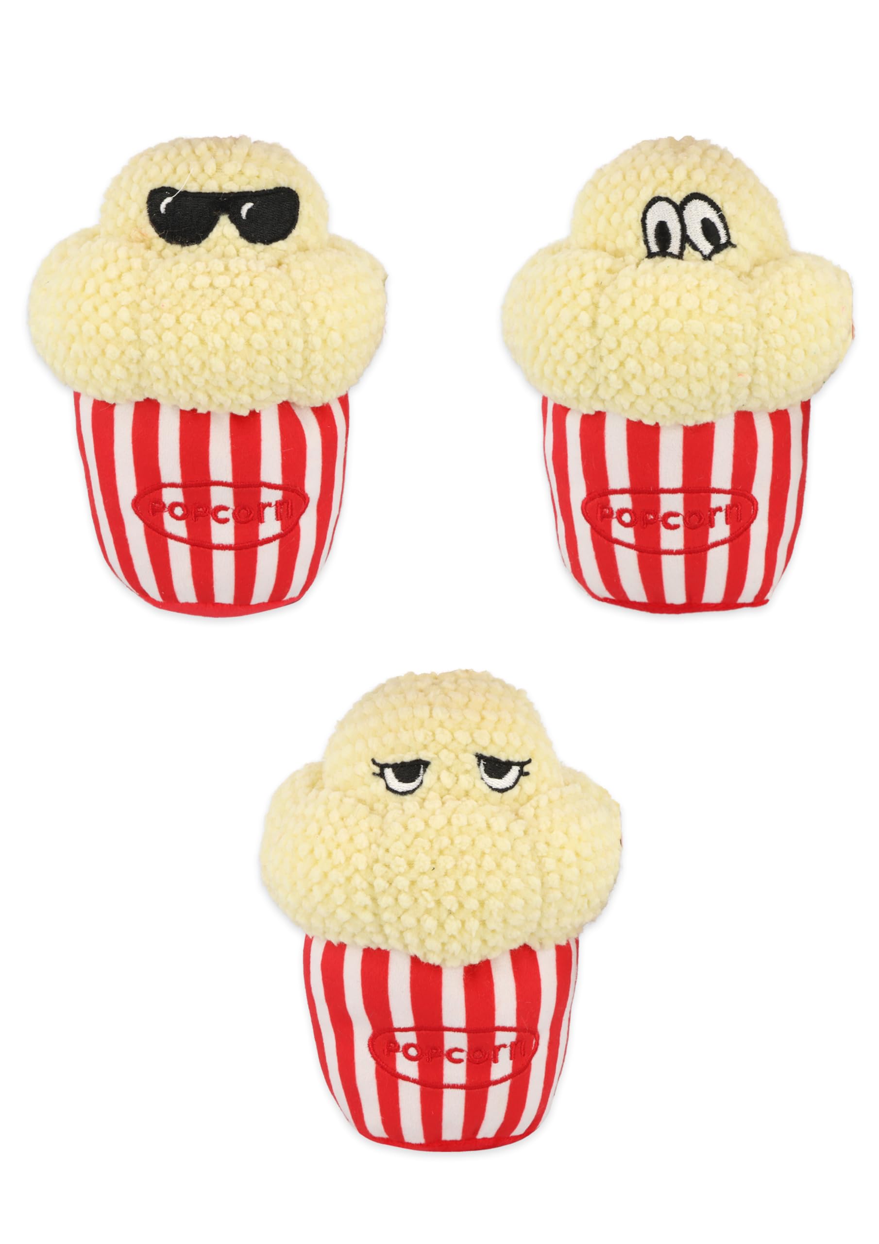 HENBRANDT 3 x Popcorn Plushies Soft Toys 6 Inch Assorted Colours - Fun Cinema Snack Plush Characters for Children Party Favours Gifts Collectibles