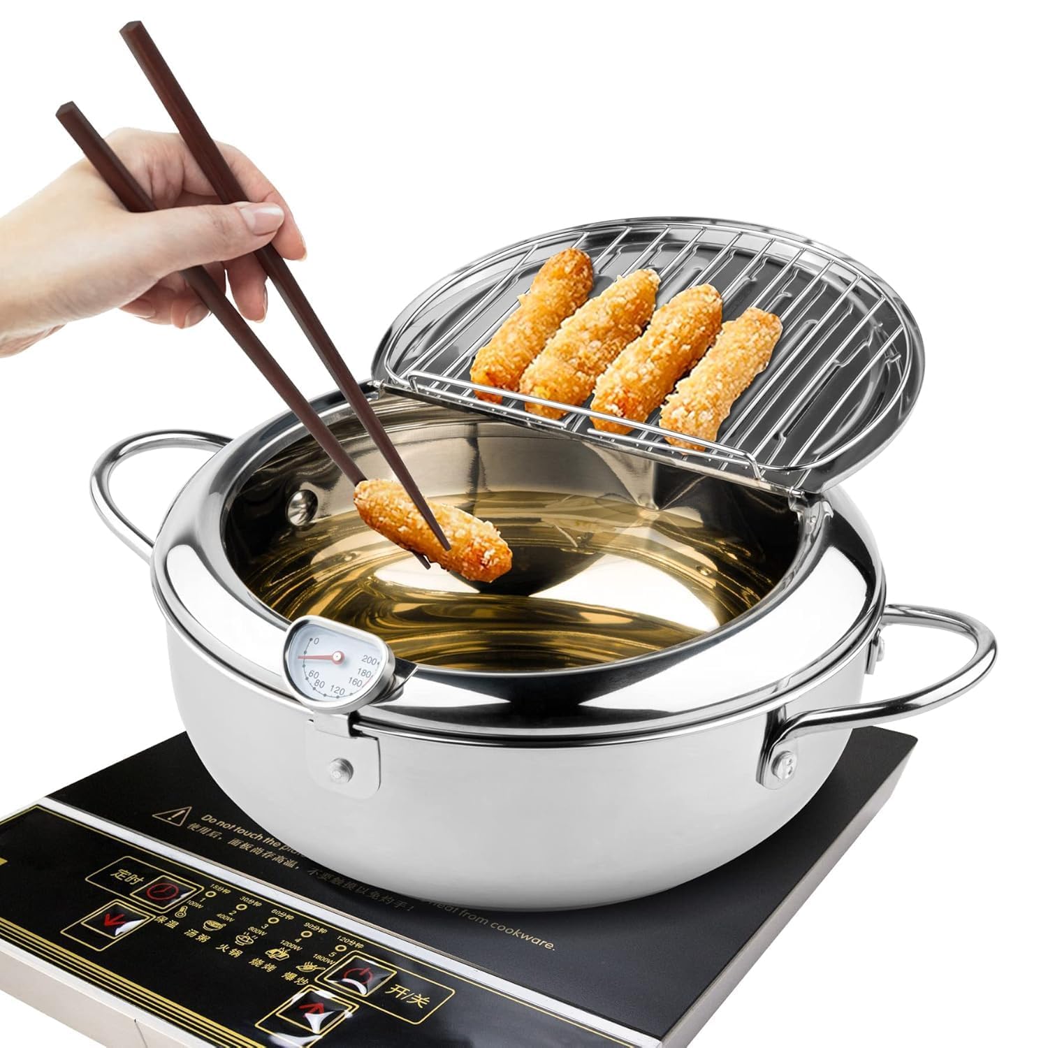 Temperature Fryer Pot Japanese Deep Frying Pot 304 Stainless Steel With Temperature Control For Household Dried Fish French Fries 4.2L For Kitchen-image-20