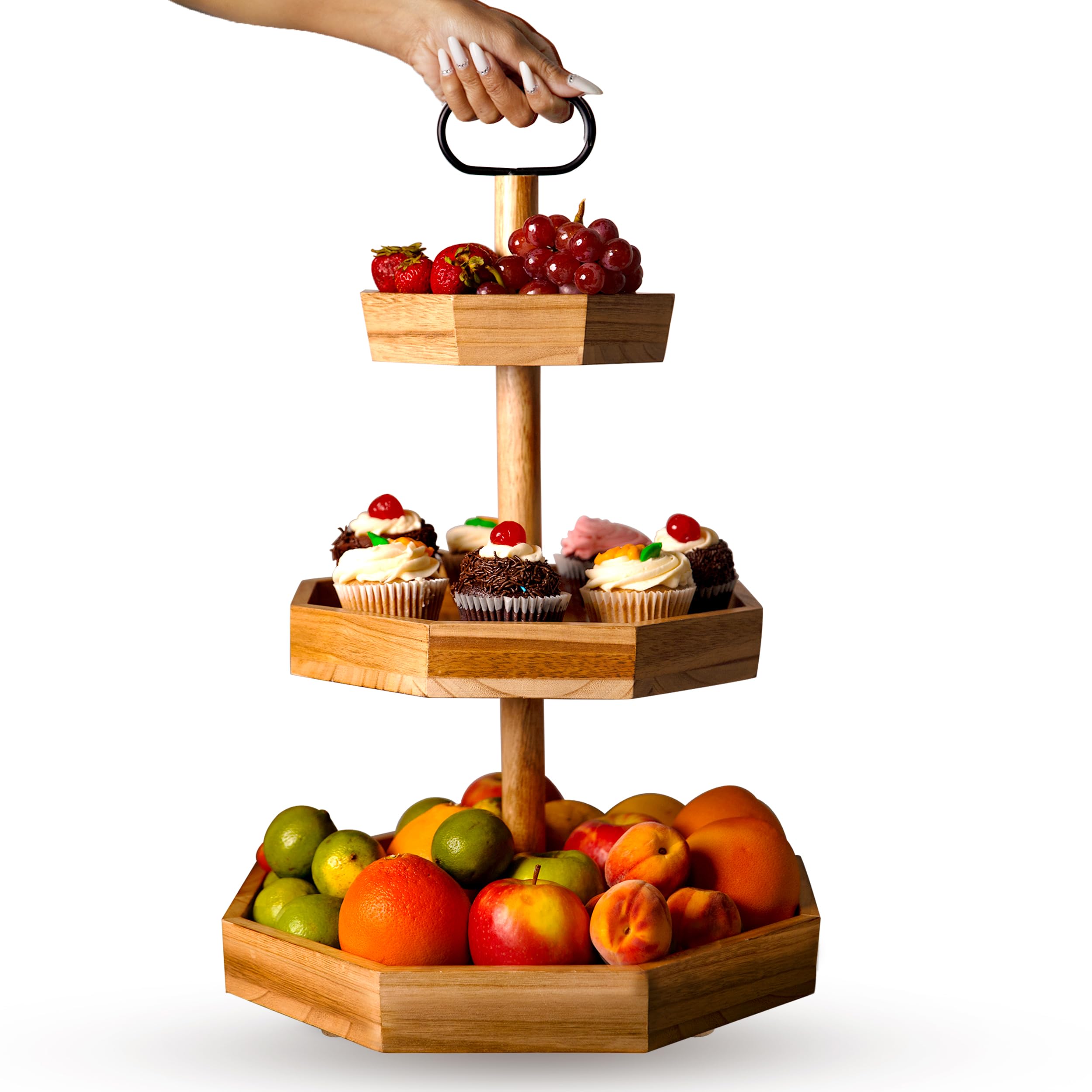 3 Tier Cupcake Stand - Durable Wooden Cupcake Stand, Versatile Tiered Tray Stand, Aesthetic Rustic Cupcake Stand for Wedding, Parties, Gatherings & Decoration