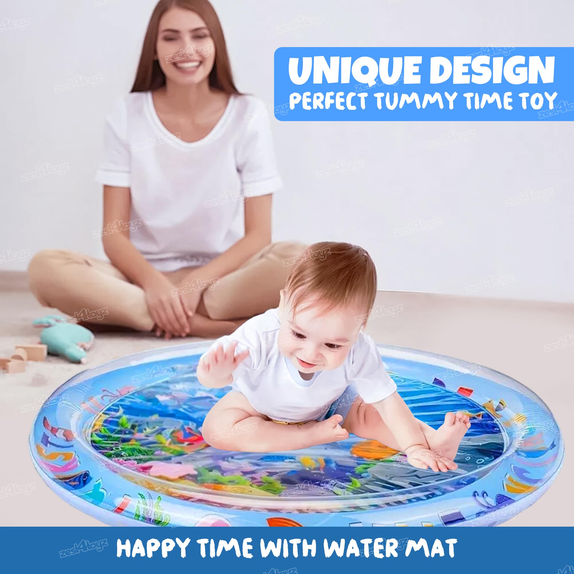Zest 4 Toyz Tummy Time Water Mat for Baby to Play | Baby Water Mat for Floor | Play Mat for Baby 0 to 12 Months | Water Bed for Baby | New Born Baby Gifts | Baby Toys | Playmat for Babies 0-3 Years