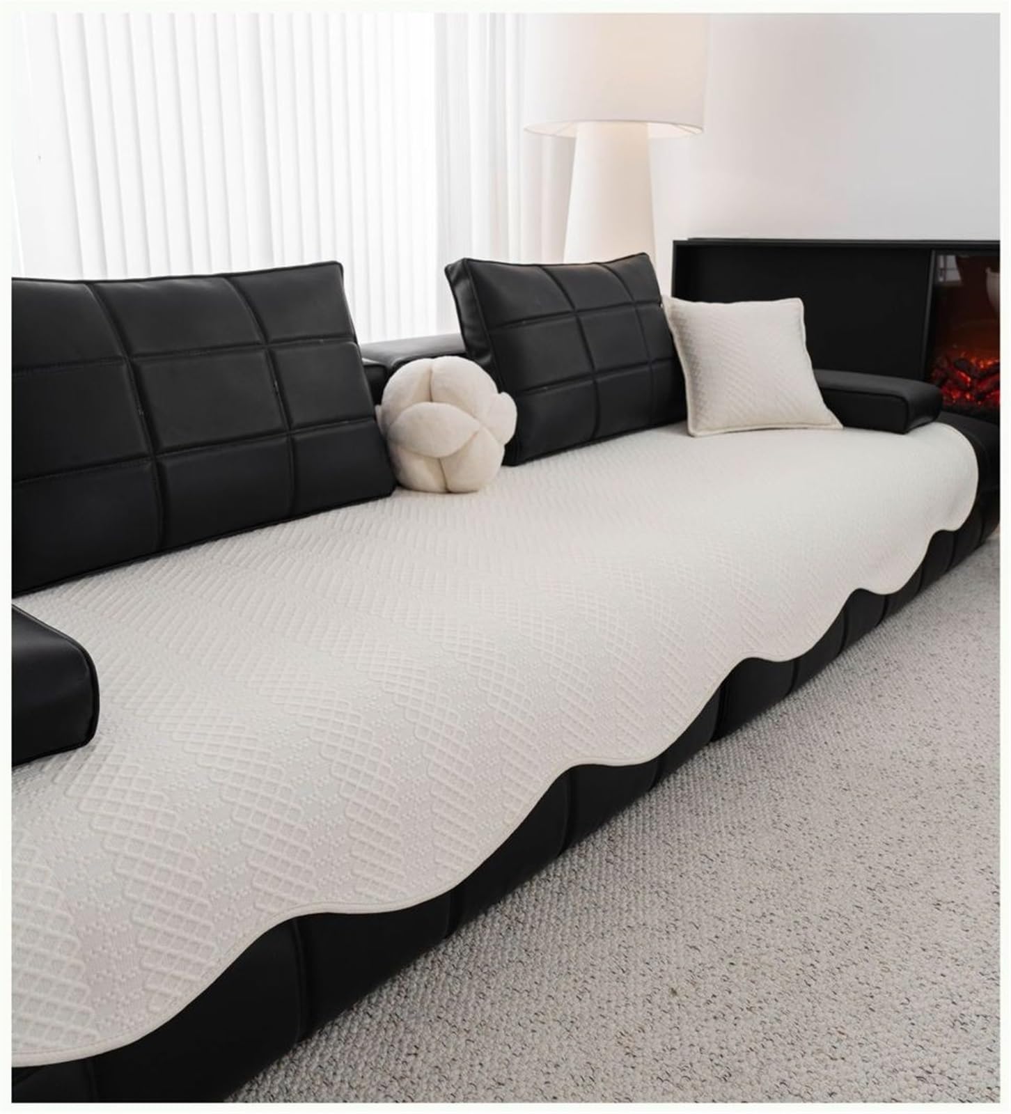 Estera Sofá Lujo Seda Hielo Antideslizante | Funda asiento sofá Protector muebles lavable rayas silicona alta densidad una pieza tacto suave