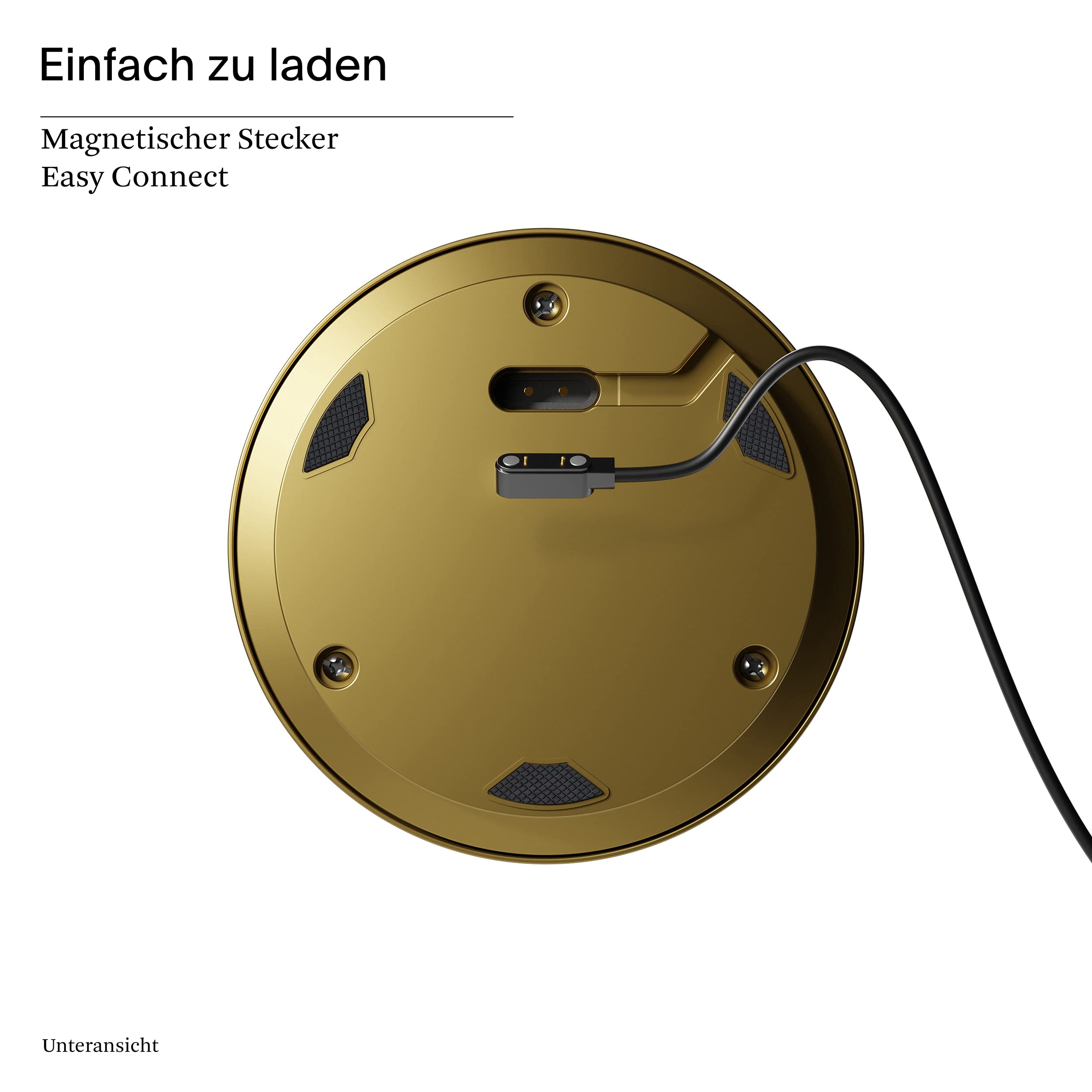 SIGOR Numotion - Dimmbare LED Akku-Tischleuchte Indoor & Outdoor, IP54 spritzwassergeschützt, Höhe 26,5 cm, aufladbar mit Easy Connect, 12 h Leuchtdauer, goldfarben
