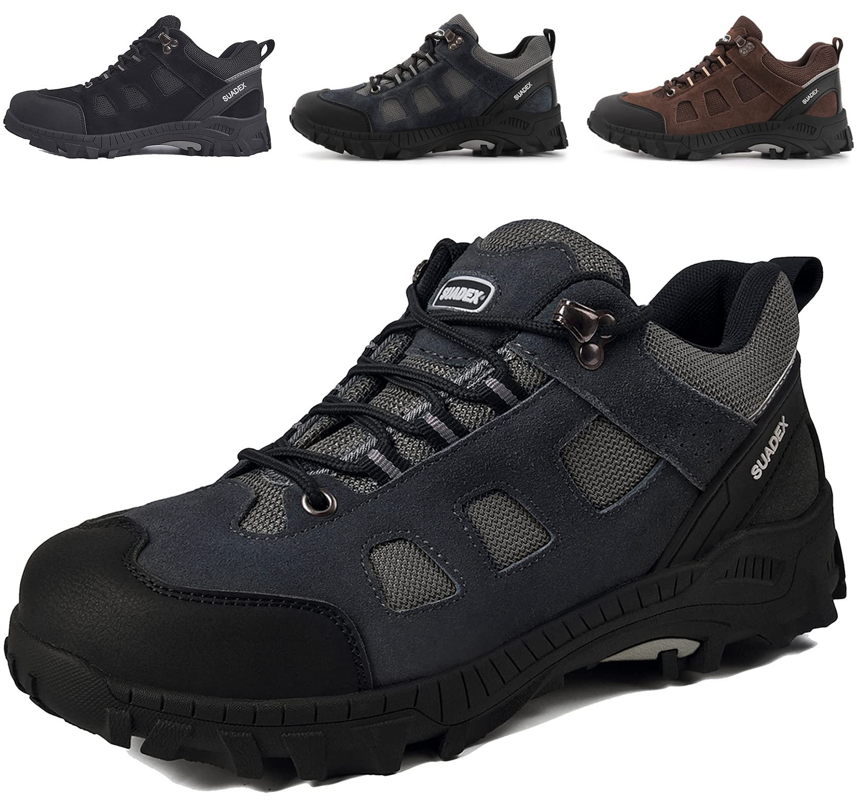 SUADEX Sicherheitsschuhe Arbeitsschuhe Herren Damen Atmungsaktiv Arbeitsschutzschuhe Stahlkappenschuhe Leicht mit Stahlkappe Schwarz 37-48 EU