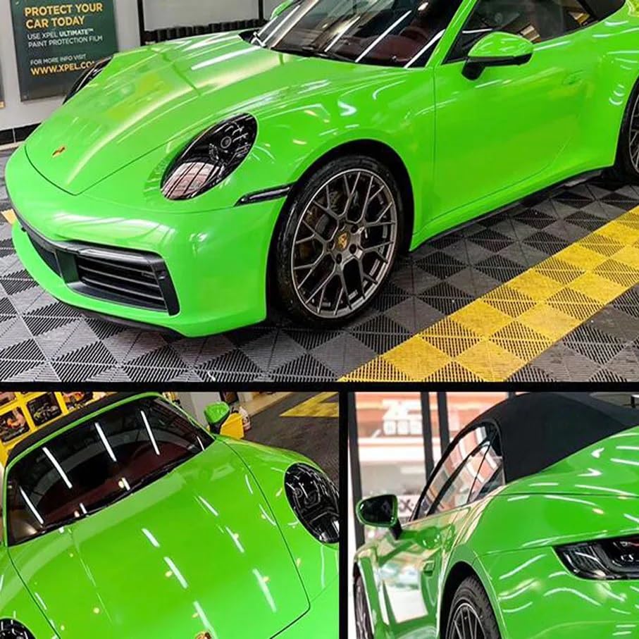 Image of CREON Wrap for Car & Bike Self Adhesive Polyvinyl Chloride Wrap Sheet Sticker & Decal Roll Film Auto Car Vehical Bubble Release (1 feet x 5 feet, Green Glossy Wrap)