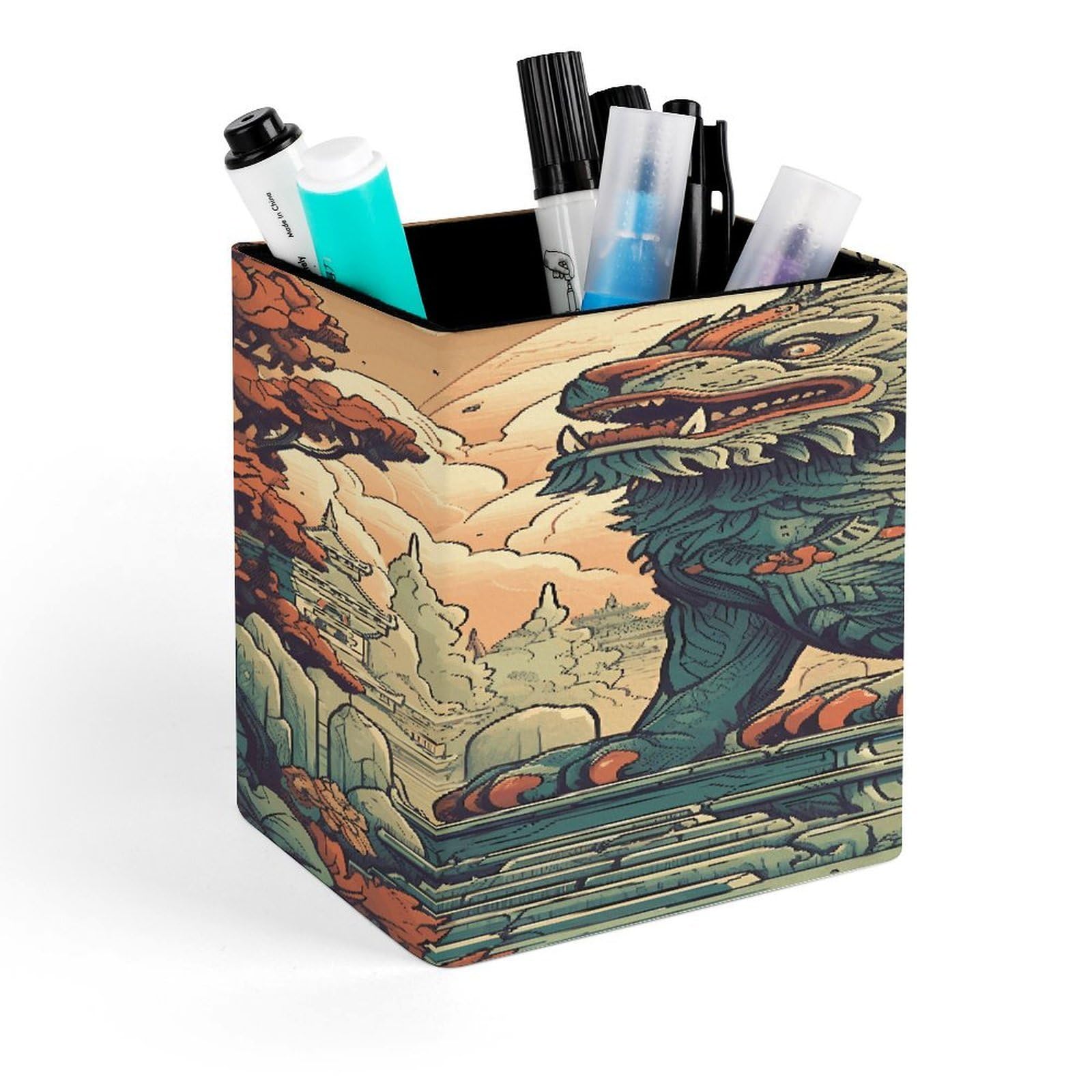 LZQPOEAS Lion Statue Pen Holder Modern Design Desktop Stationery Organizer Simple&Modern Minimalist Makeup Organizer Multi-Functional Pencil Holder for Office Home