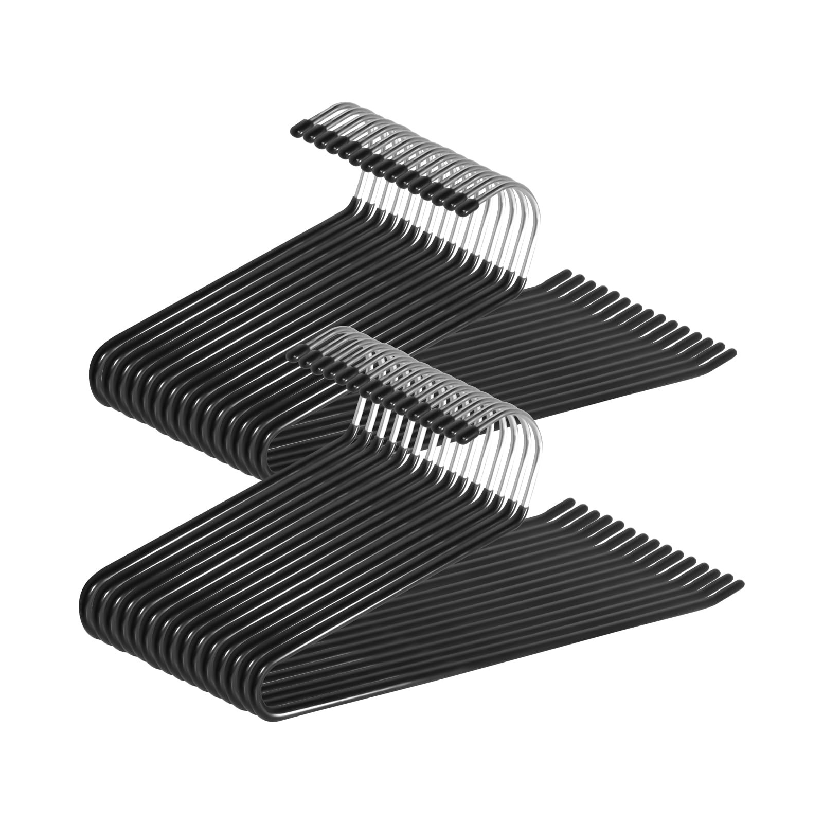 Cintres Pantalons,Lot de 30 cintres antidérapants à extrémité Ouverte pour Pantalons, Pantalons, écharpes - Noir