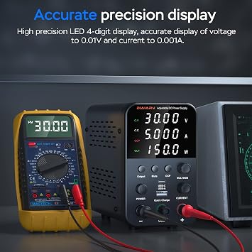 DC Power Supply Variable, 32V 5A Adjustable Switching Regulated DC Bench Power Supply with Intelligent Charging Mode, 18W USB Interface, Precision Encoder Knob