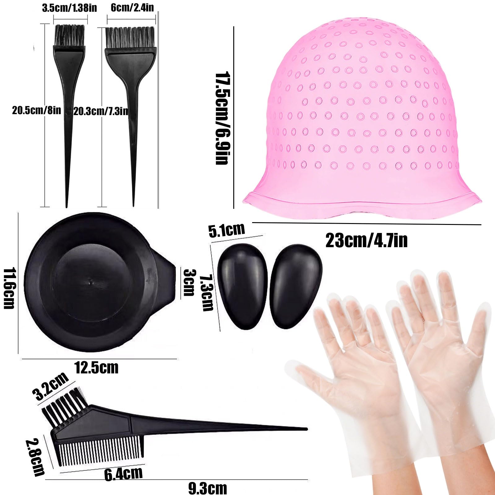 Cuffia per Meches in Silicone con Accessori, Set Capelli Fai da Te con Pennello e Guanti, Riutilizzabile per Donna e Ragazza, Facile da Usare per Colpi di Sole.