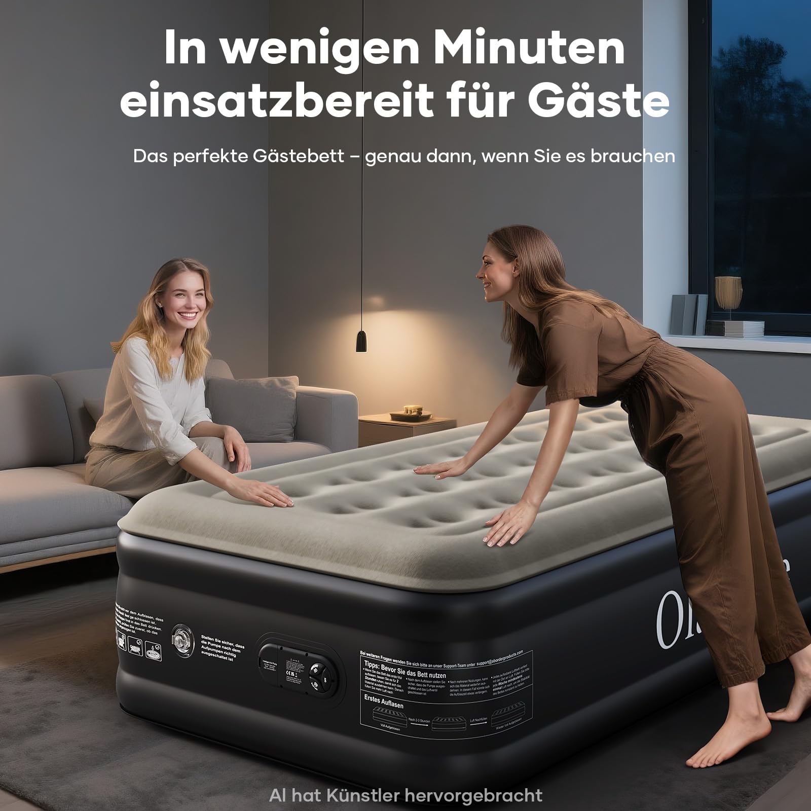 OlarHike Luftmatratze selbstaufblasend 90x200x46 cm Luftbett 1 Person | Gästebett mit Pumpe für Camping, Studentenwohnung und Zuhause. Wasserfestes PVC, weiches Flockbett, bis 150 kg belastbar
