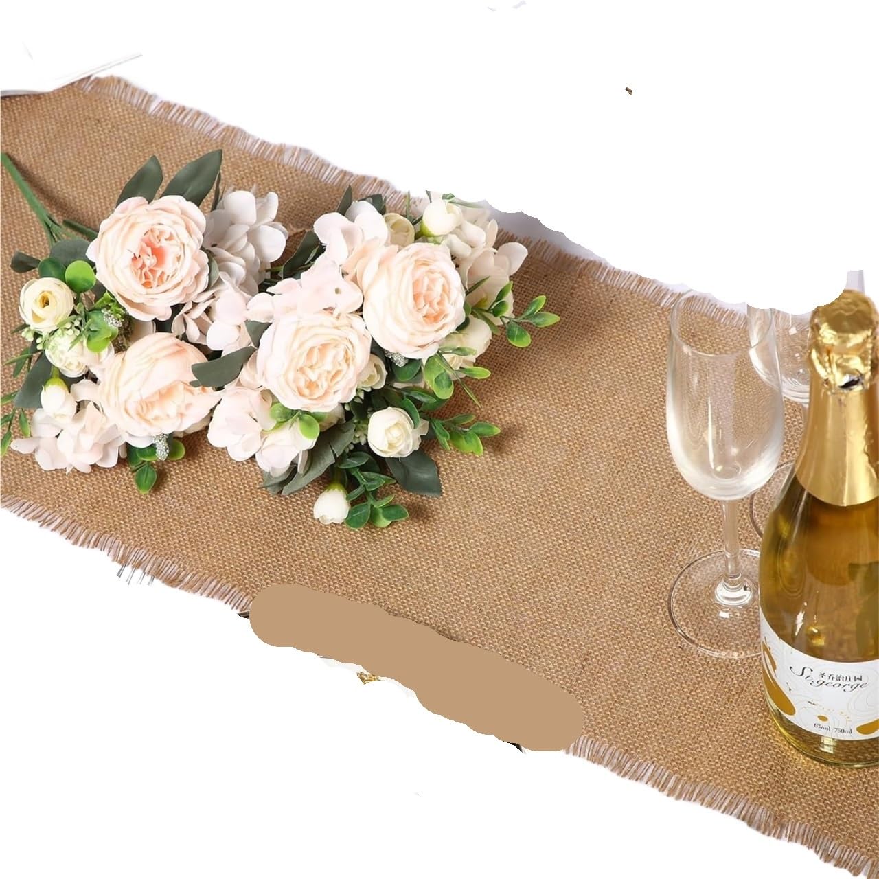 Chemin de Table en Toile Jute Naturelle, écharpes Chaise Tissu Ferme pour Mariages(30x300cm,Style B)