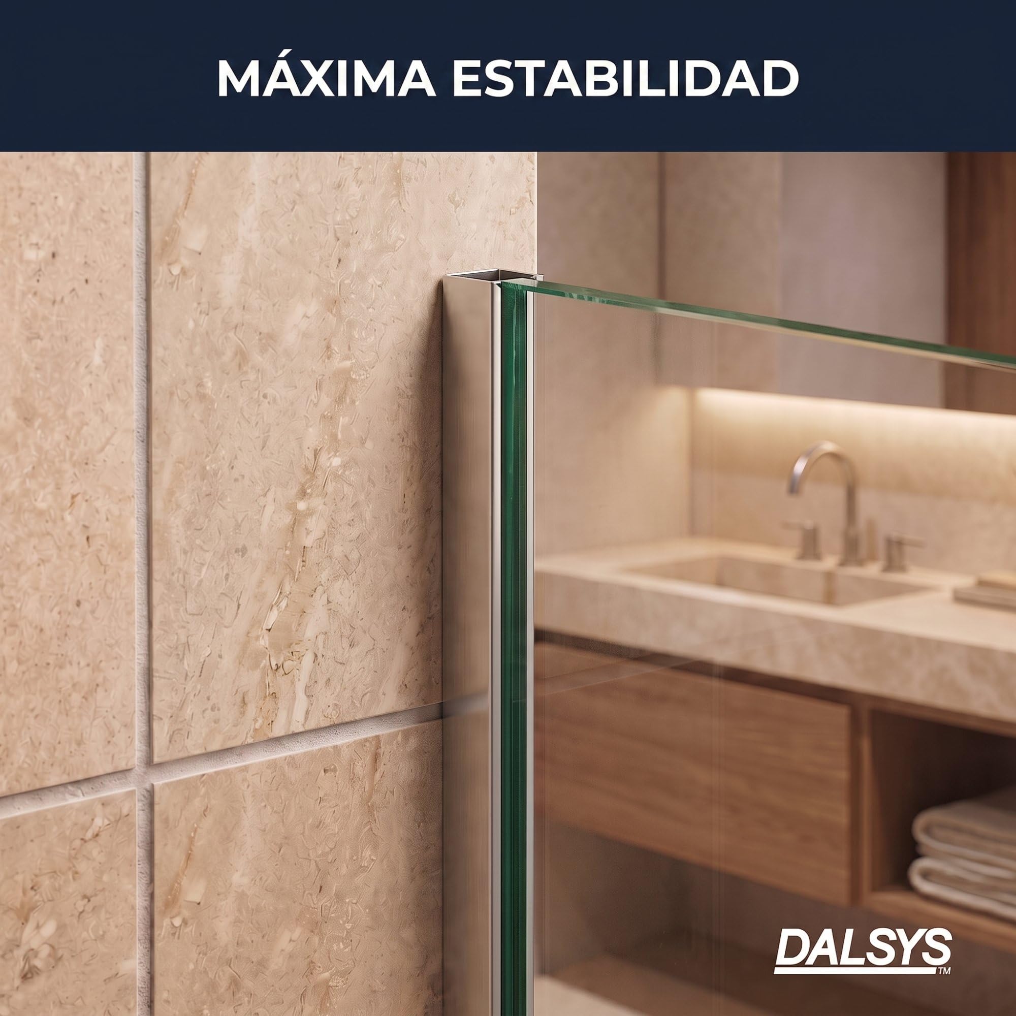 Perfil de conexión a pared con guía de cristal 200cm x 12mm x 11mm