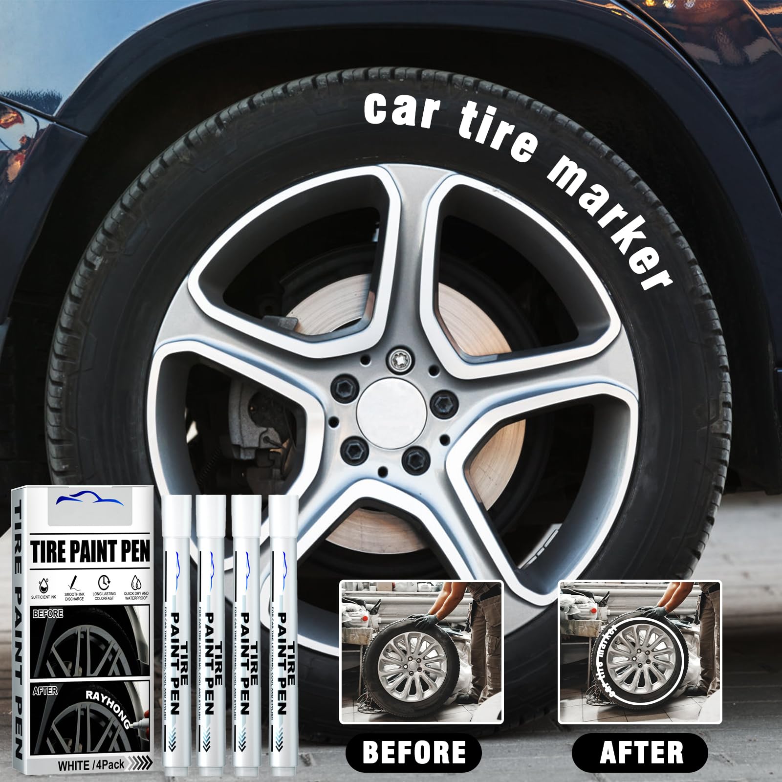 Weißer Reifenstift 3er Set - Wasserdicht & Schnelltrocknend Für Auto & Motorrad