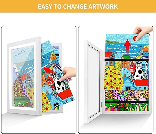 Miniatura 5 de Marco de arte para niños, marco de arte de apertura frontal de 8.5 x 11 pulgadas para obras de arte infantiles, proyectos de arte intercambiables,