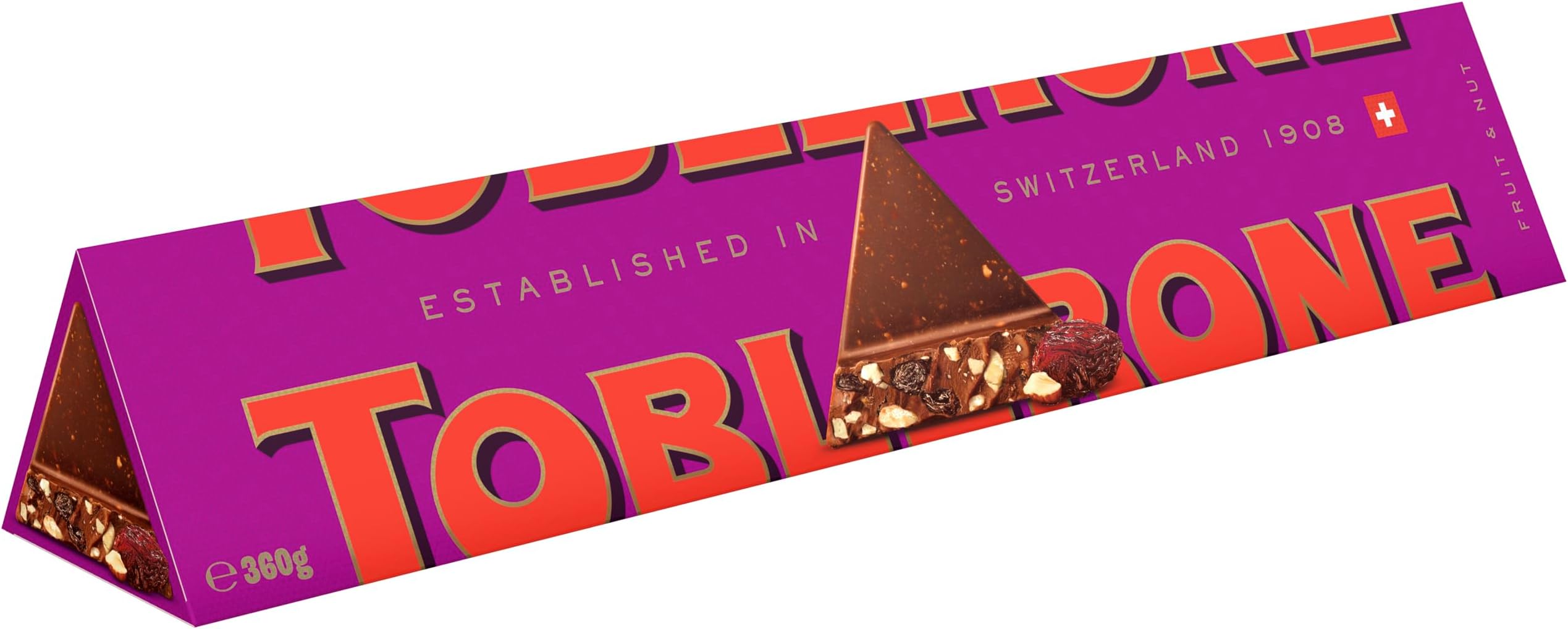 Toblerone Large Bar Fruit and Nut Chocolate, 360g