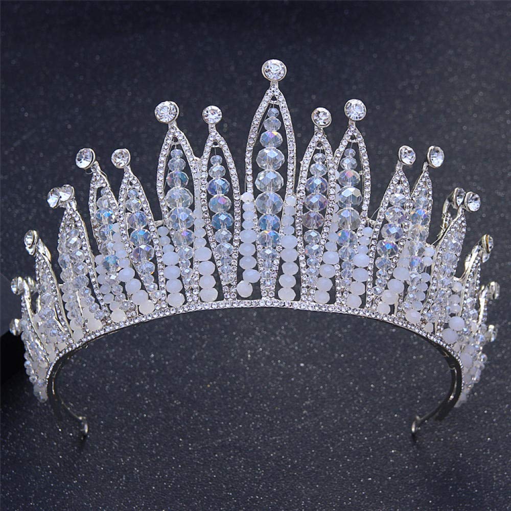 Tiara, stop strasu, biżuteria na głowę dla panny młodej, błyszcząca, srebrna, ręcznie robiona perły, prosta moda, ślubna ozdoba do włosów, opaska na czoło w stylu vintage, prezent