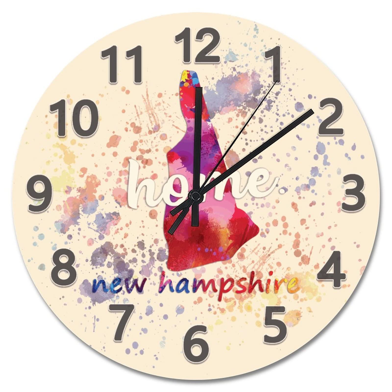 Horloge murale New Hampshire aquarelle pour une ambiance de ferme moderne au salon