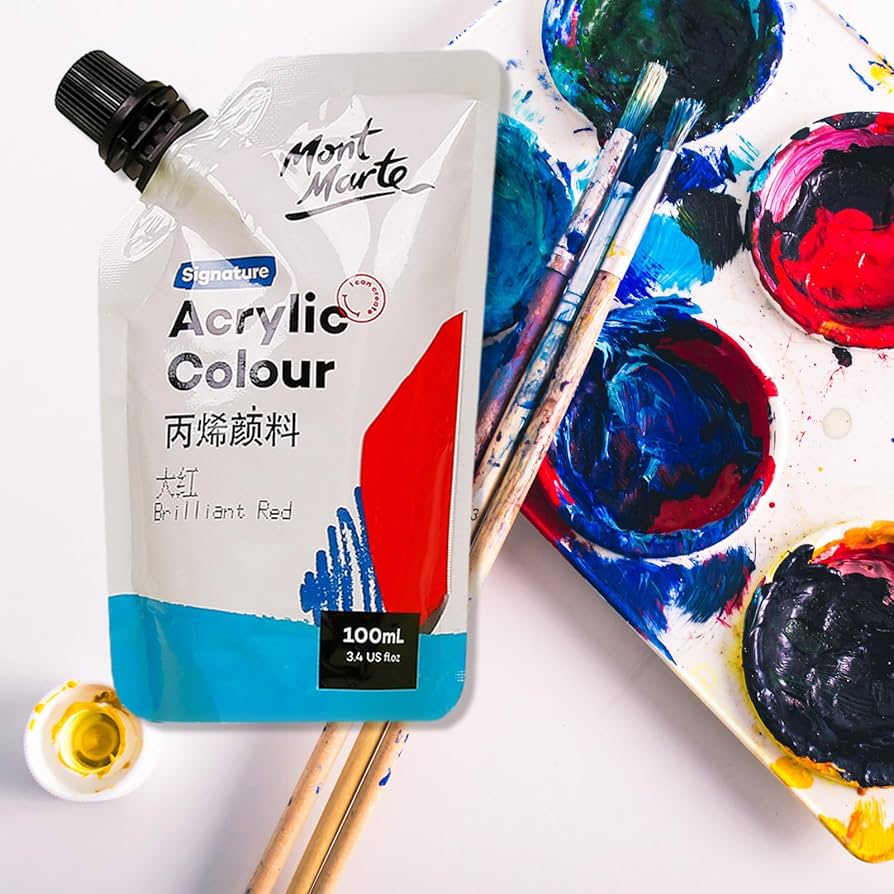 Amazon.co.jp: アクリル絵の具、11色（100mlパウチ）、袋入り