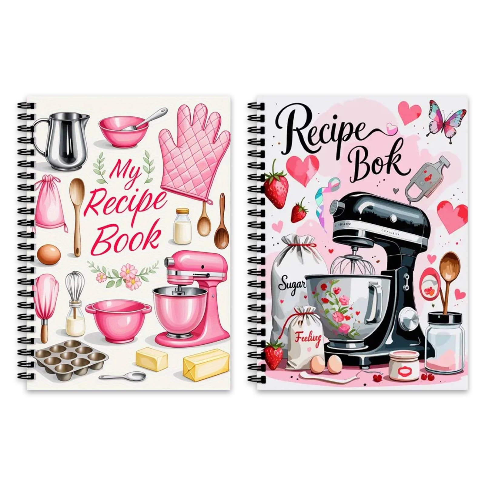 Zhixan 2pcs A5 Blank Recipe Book, Waterproof PVC Paper Cover Notebook