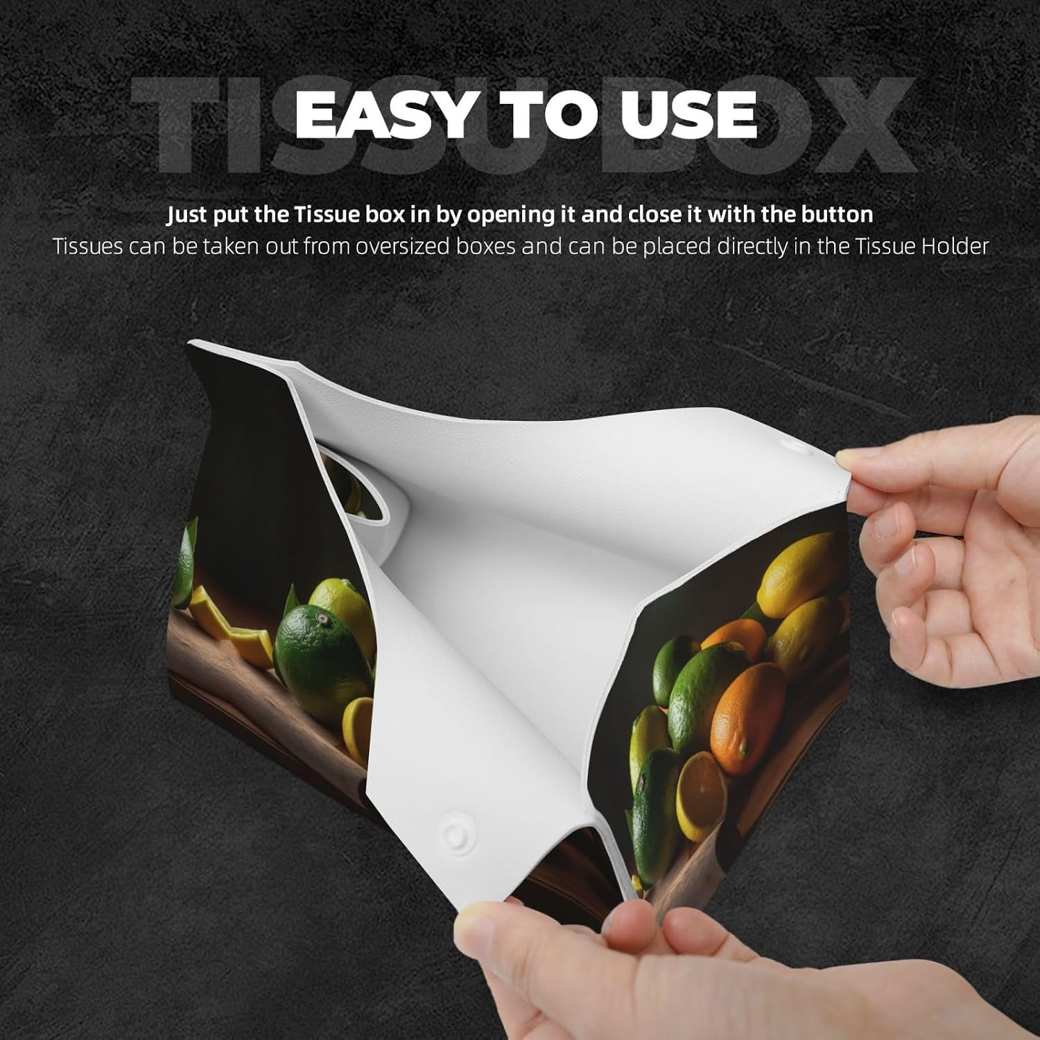 Decorative Tissue Box Cover Lemons and Oranges Tissue Box Holder Aesthetic Leather Storage Organizer Box for Bathroom Vanity Tabletop Night Stands Office Funny Home Decorative Tissue Case image 3
